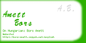 anett bors business card